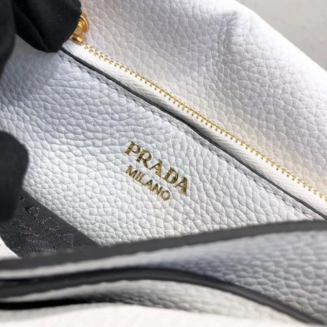 Prada Calf Leather Shoulder Bag 1BD102 White 2018