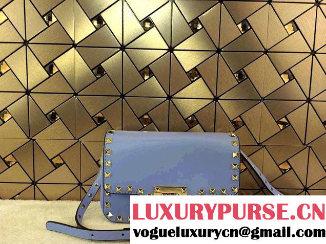 Valentino Rockstud Leather Crossbody Bag 00330 Baby Blue 2014