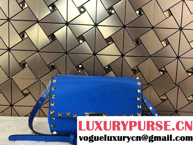 Valentino Rockstud Leather Crossbody Bag 00330 Azure 2014