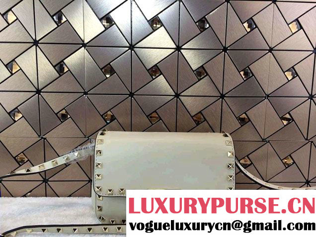 Valentino Rockstud Leather Crossbody Bag 00330 Ivory 2014