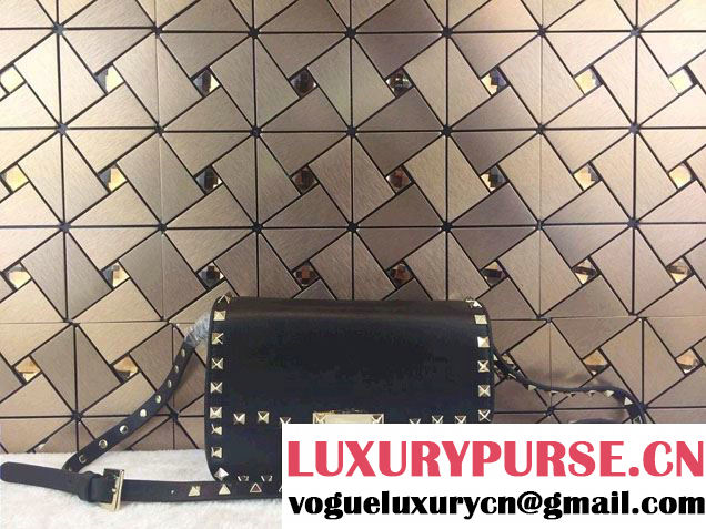 Valentino Rockstud Leather Crossbody Bag 00330 Black 2014