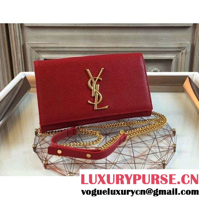Saint Laurent Classic 28cm Monogram Satchel In Red Grain De Pouder Textured Leather (1A061-061114 )