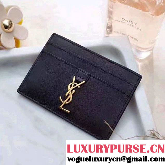 Saint Laurent YSL Credit Card Case In Calf Leather 414577 Black 2017 (1A069-7022217 )