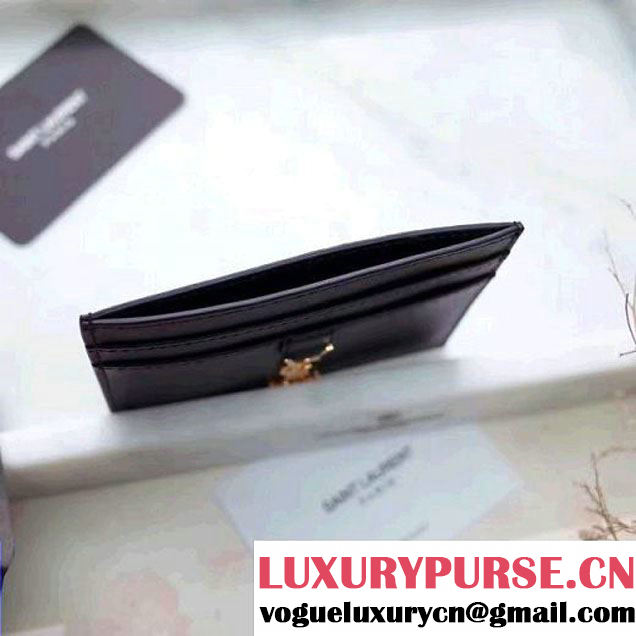 Saint Laurent YSL Credit Card Case In Calf Leather 414577 Black 2017 (1A069-7022217 )