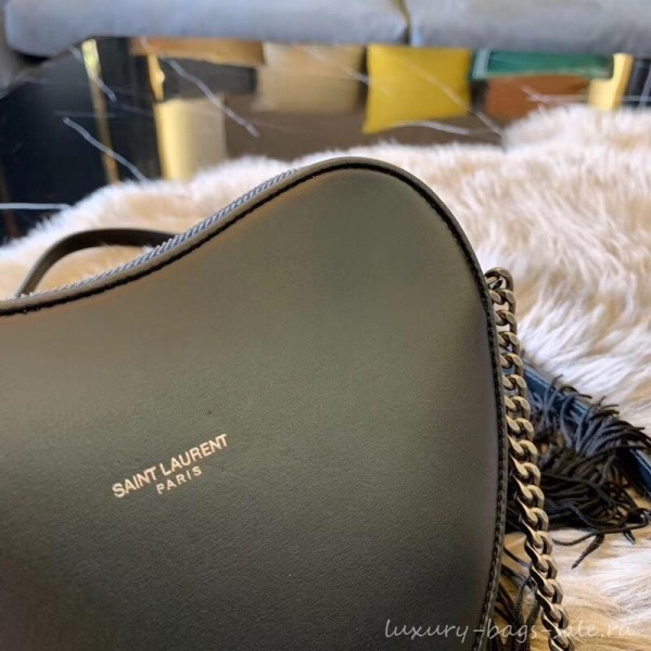 Saint Laurent Monogram Heart Cross Body Bag in Smooth Leather 540694 Black 2018