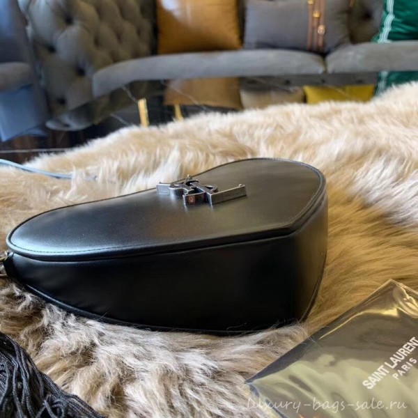 Saint Laurent Monogram Heart Cross Body Bag in Smooth Leather 540694 Black 2018