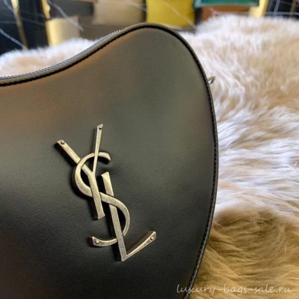 Saint Laurent Monogram Heart Cross Body Bag in Smooth Leather 540694 Black 2018
