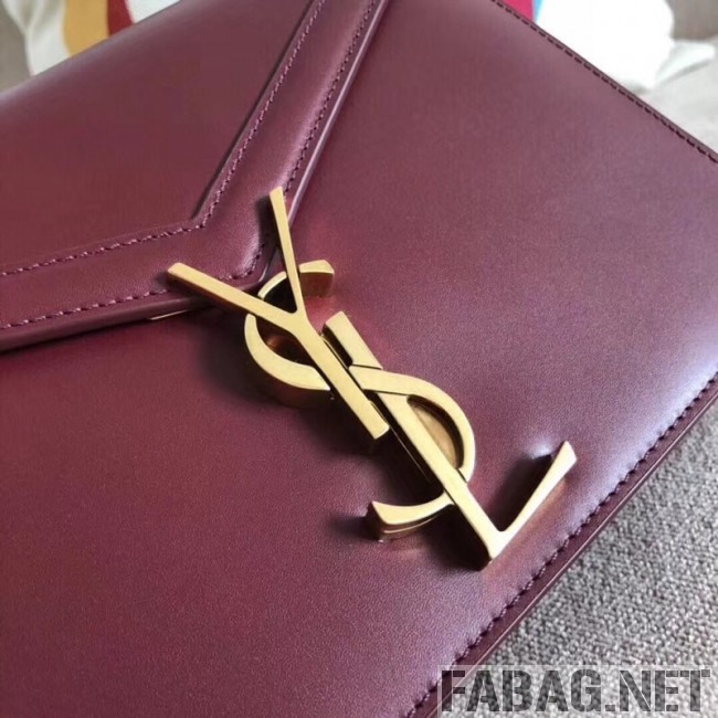 Saint Laurent Cassandra Monogram Clasp Bag in Smooth Leather 5327500 Burgundy 2018 (A-8111312 )