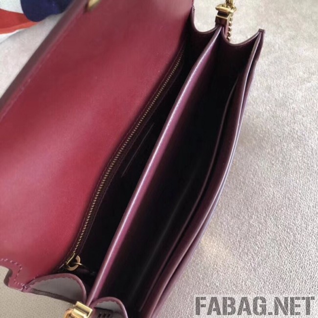 Saint Laurent Cassandra Monogram Clasp Bag in Smooth Leather 5327500 Burgundy 2018 (A-8111312 )