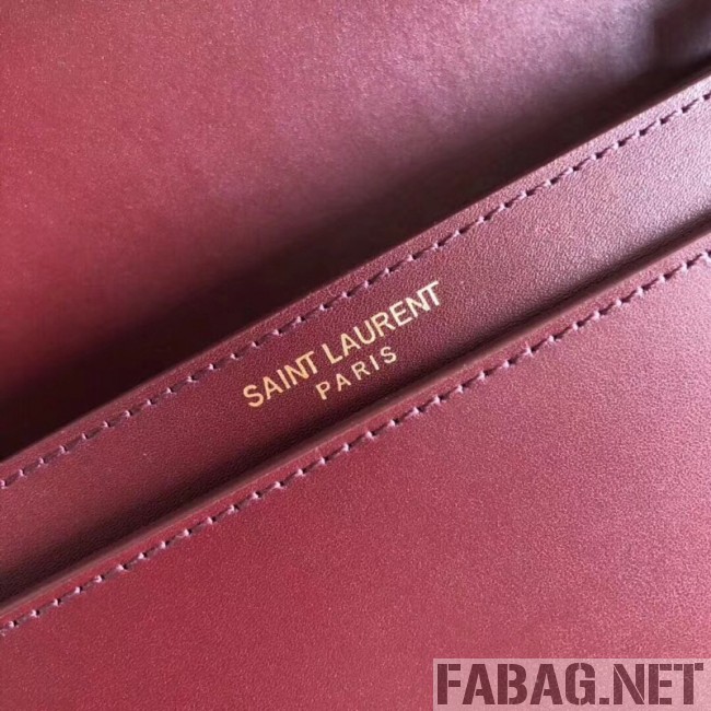 Saint Laurent Cassandra Monogram Clasp Bag in Smooth Leather 5327500 Burgundy 2018 (A-8111312 )