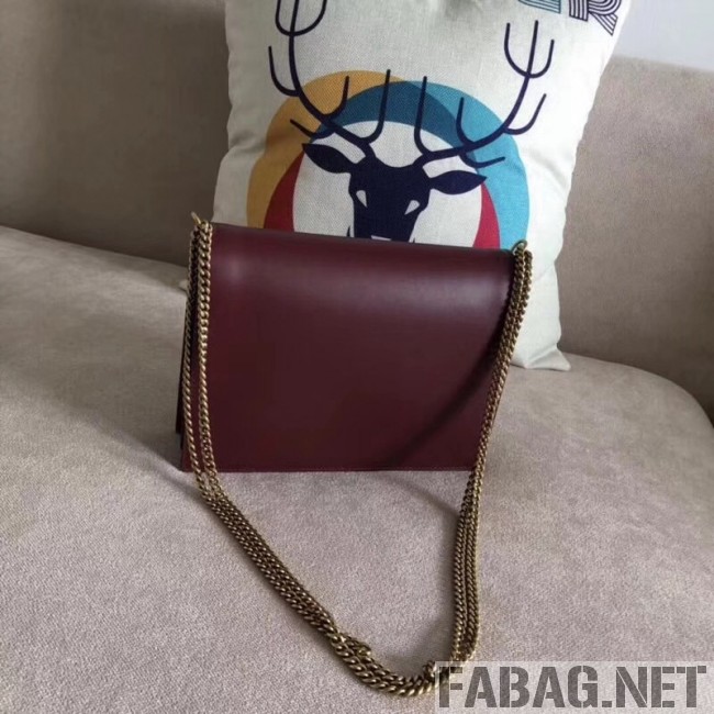 Saint Laurent Cassandra Monogram Clasp Bag in Smooth Leather 5327500 Burgundy 2018 (A-8111312 )
