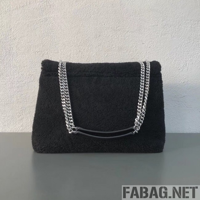 Saint Laurent Loulou Medium Bag in Shearling 5316460 Black 2018 (2A055-8121015 )