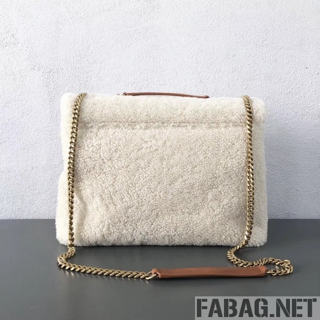 Saint Laurent Loulou Medium Bag in Shearling 5316460 White 2018 (2A055-8121017 )