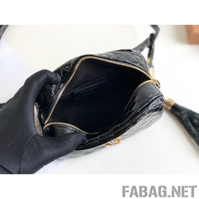 Saint Laurent Lou Belt Bag in Tortoise Embossed Patent Leather 557573 Black 2019 (KTS-9021842 )
