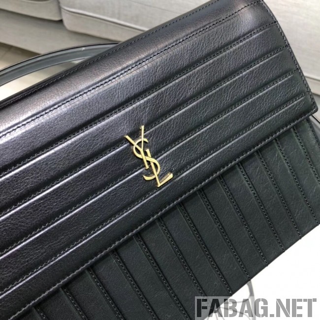 Saint Laurent Victoire Chain Bag in Crinkled Leather 5550850 Black 2018 (XYD-9022305 )