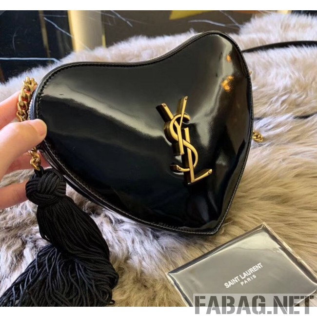 Saint Laurent Monogram Heart Cross Body Bag in Smooth Leather 540694 Black 2018 (JUND-9022308 )