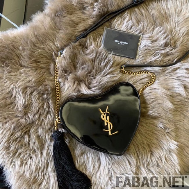 Saint Laurent Monogram Heart Cross Body Bag in Smooth Leather 540694 Black 2018 (JUND-9022308 )