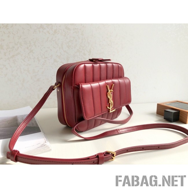 Saint Laurent Vicky Camera Bag in Matelasse Lambskin 555052 Red 2018 (KTS-9022311 )