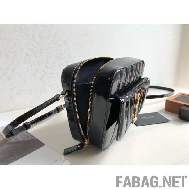 Saint Laurent Vicky Camera Bag in Matelasse Patent Leather 555052 Black 2018 (KTS-9022312 )