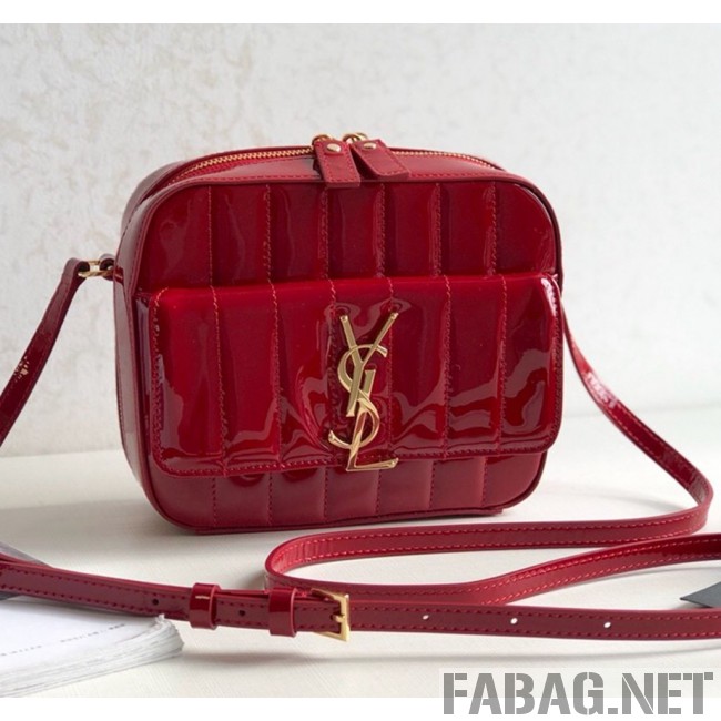 Saint Laurent Vicky Camera Bag in Matelasse Patent Leather 555052 Red 2018 (KTS-9022313 )