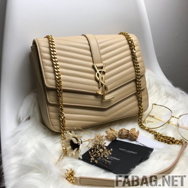 Saint Laurent Sulpice Medium in Matelasse Lambskin 532652 Beige 2019 (KTS-9030718 )