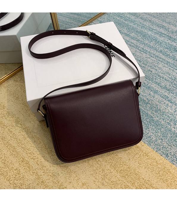 Celine Horsebit Wine Red Original Plain Veins Leather Medium Chain Maillon Triomphe Bag