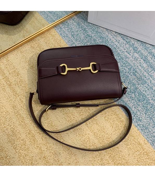Celine Horsebit Wine Red Original Plain Veins Leather Medium Chain Maillon Triomphe Bag