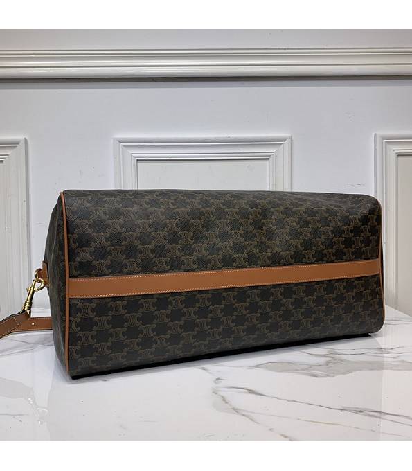 Celine Triomphe Canvas With Brown Original Leather Travel Bag