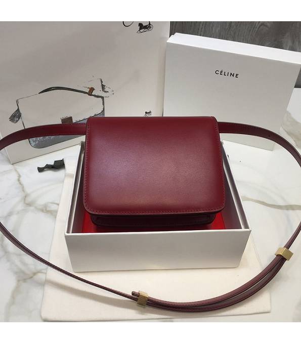 Celine Red Original Plain Veins Leather Small Classic Box Bag