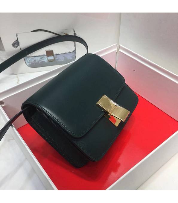 Celine Dark Green Original Plain Veins Leather Small Classic Box Bag