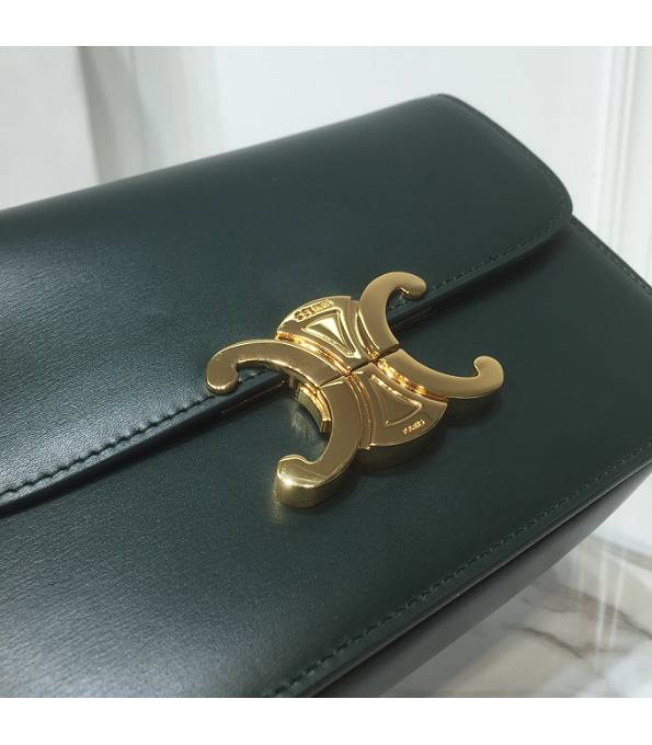 Celine Dark Green Original Triomphe Box Leather 18cm Shoulder Bag