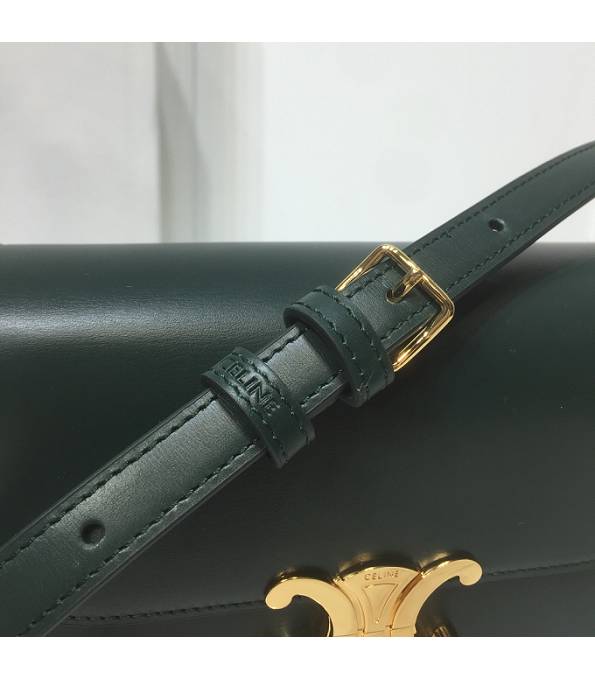 Celine Dark Green Original Triomphe Box Leather 18cm Shoulder Bag