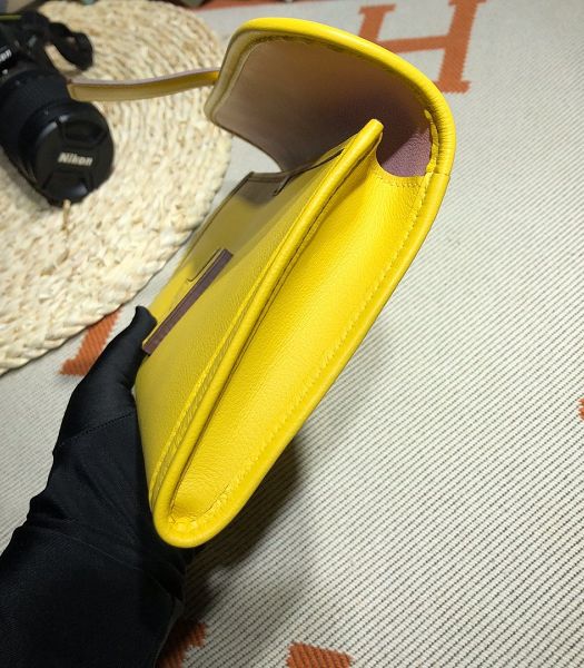 Hermes Jige Elan 29 Lemon Yellow/Pink Imported Swift Calfskin Clutch