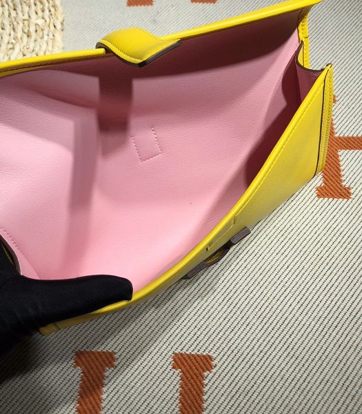 Hermes Jige Elan 29 Lemon Yellow/Pink Imported Swift Calfskin Clutch
