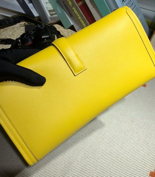 Hermes Jige Elan 29 Lemon Yellow/Pink Imported Swift Calfskin Clutch