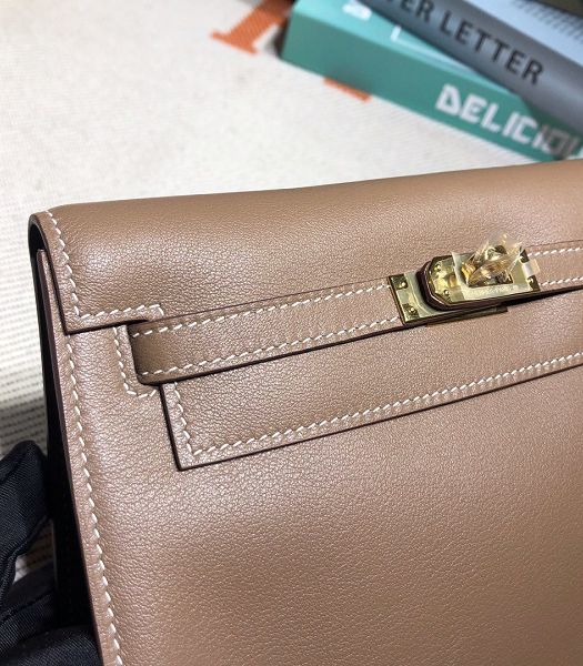 Hermes Kelly 22cm DanSe Elephant Grey Imported Swift Leather Golden Metal Handbag