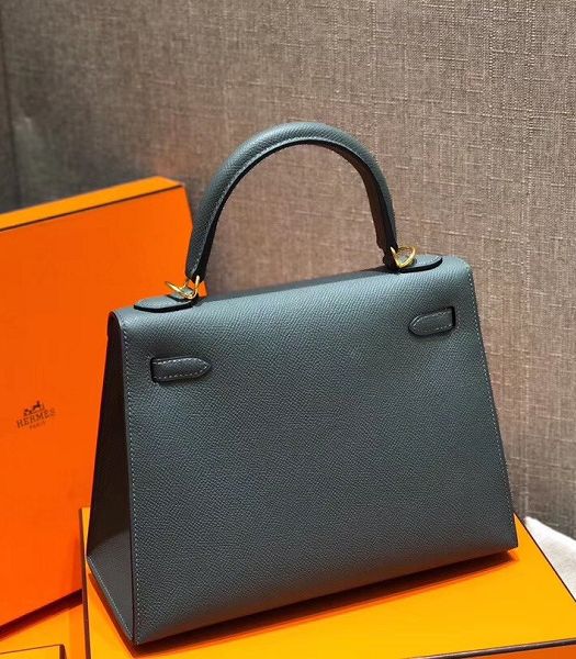 Hermes Kelly 25cm Bag Almond Green Imported Palm Veins Leather Golden Metal