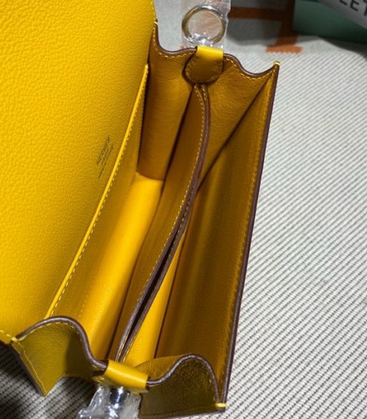 Hermes Roulis Mini 19cm Bag Amber Yellow Imported Leather Silver Metal
