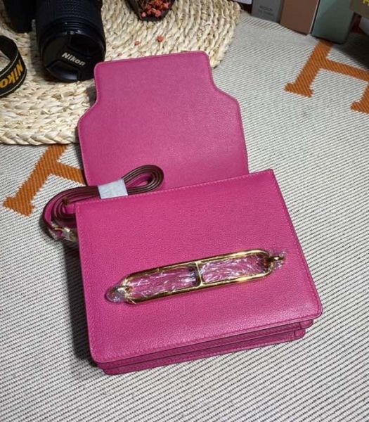 Hermes Roulis Mini 19cm Bag Peach Imported Leather Golden Metal