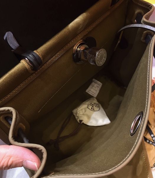 Hermes Herbag Army Green Canvas With Black Imported Leather 31 Zip Tote Handbag
