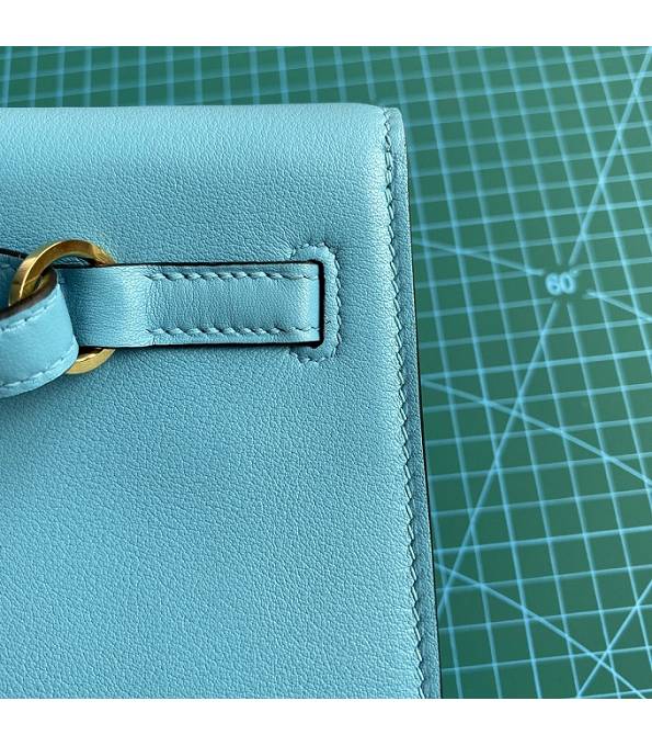 Hermes Kelly 22cm DanSe North Blue Original Swift Leather Golden Metal Handbag