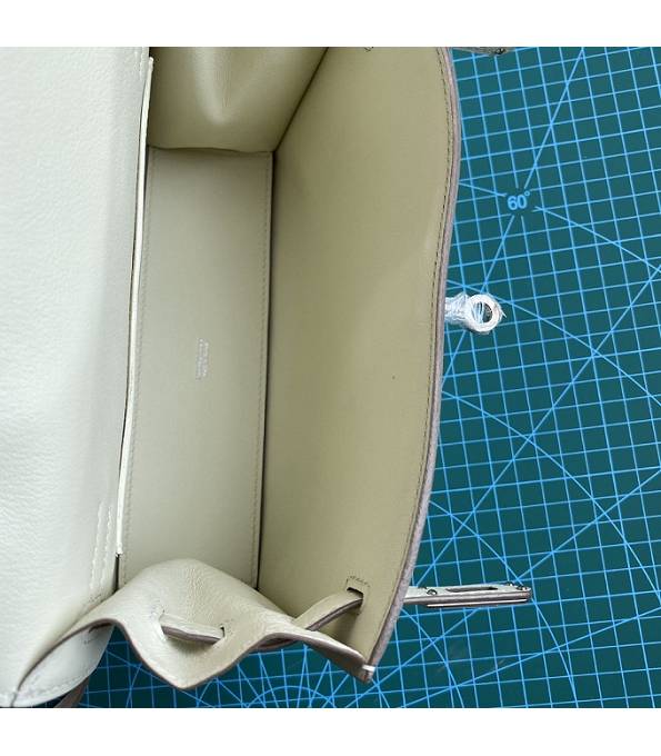 Hermes Kelly 22cm DanSe White Original Swift Leather Silver Metal Handbag
