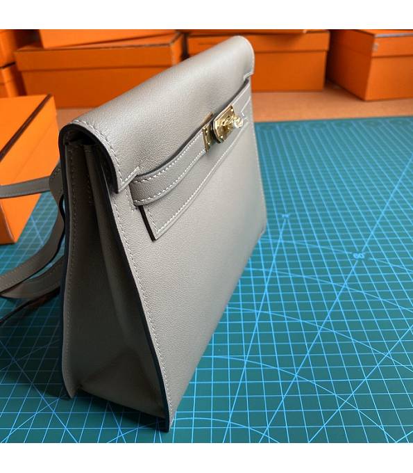 Hermes Kelly 22cm DanSe Grey Original Swift Leather Golden Metal Handbag