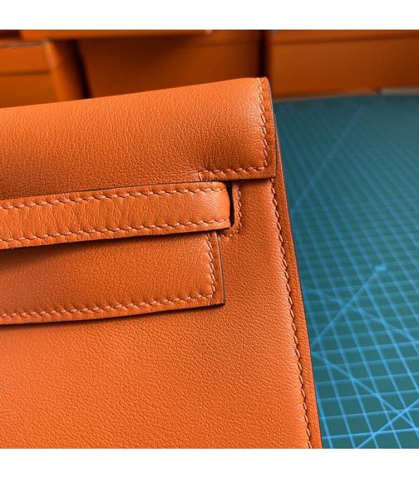 Hermes Kelly 22cm DanSe Orange Original Swift Leather Silver Metal Handbag
