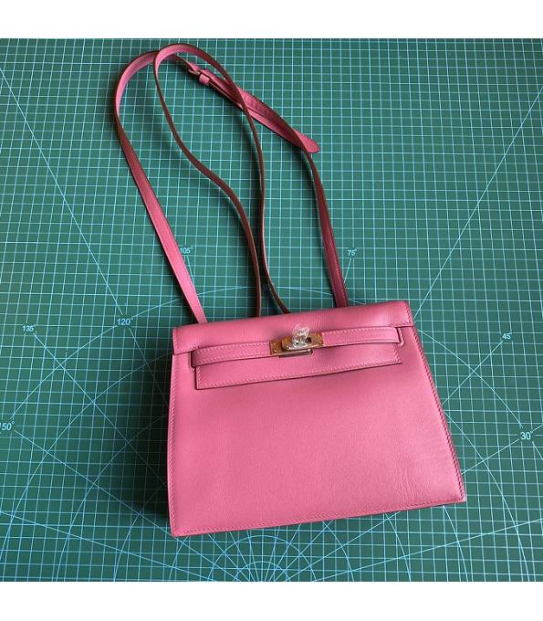 Hermes Kelly 22cm DanSe Fuchsia Original Swift Leather Silver Metal Handbag