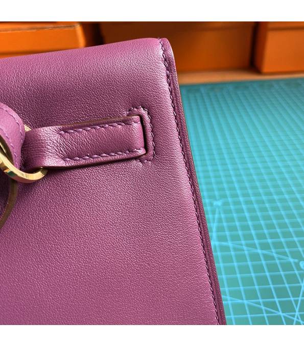 Hermes Kelly 22cm DanSe Actinia Purple Original Swift Leather Golden Metal Handbag