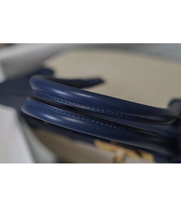 Hermes Birkin 30cm Bag Canvas With Blue Original Leather Golden Metal