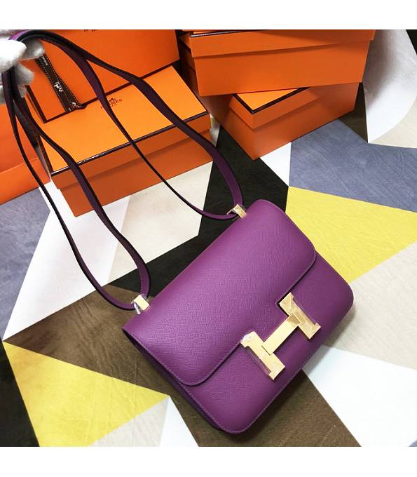 Hermes Constance 18cm Mini Bag Fuchsia Original Palm Veins Leather Golden Metal