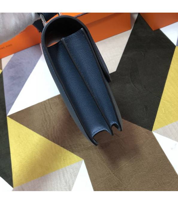 Hermes Constance 18cm Mini Bag Dark Blue Original Palm Veins Leather Silver Metal