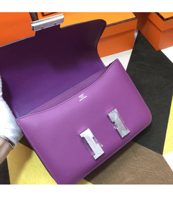 Hermes Constance 18cm Mini Bag Actinia Purple Original Palm Veins Leather Silver Metal